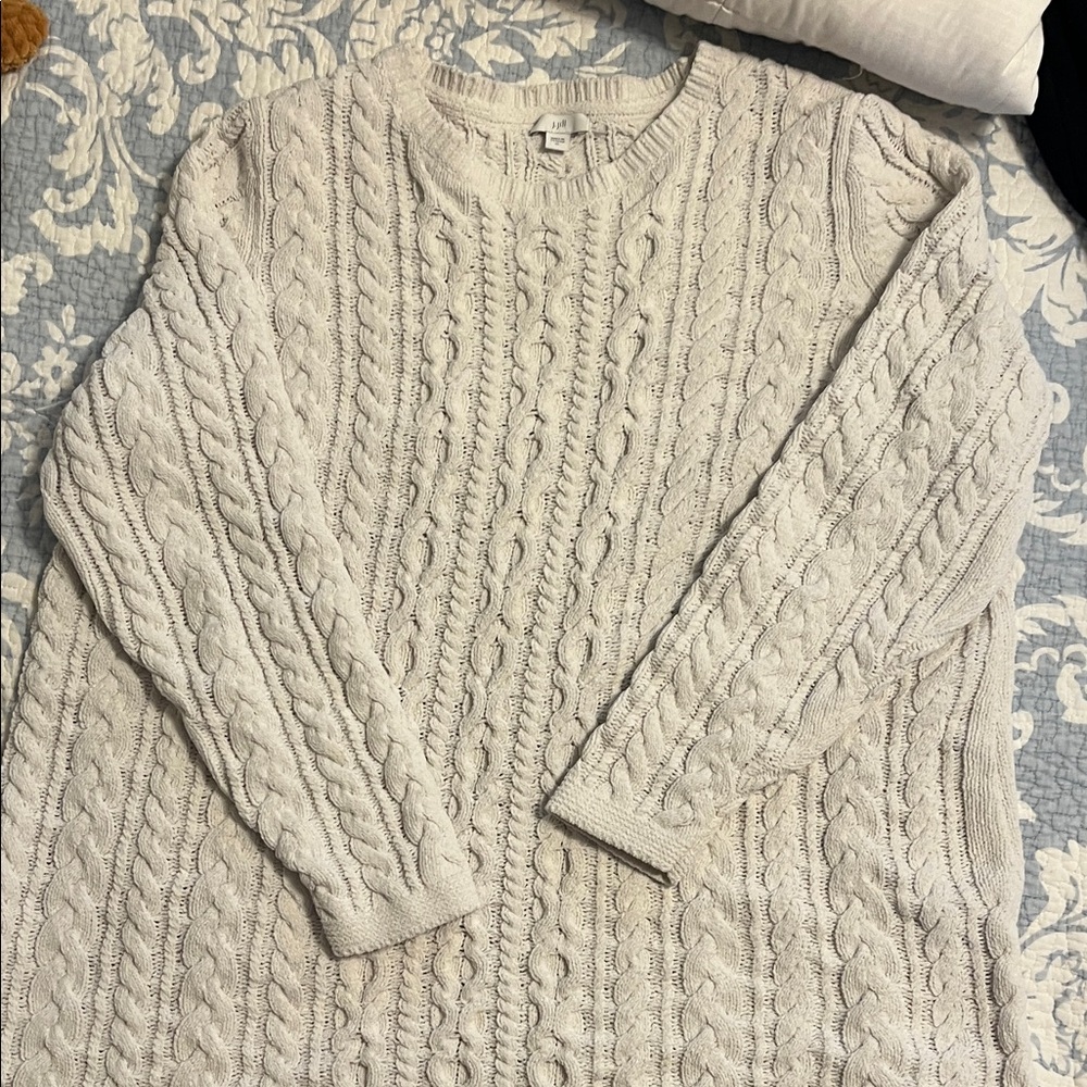 J. Jill Cream Cable Knit Sweater